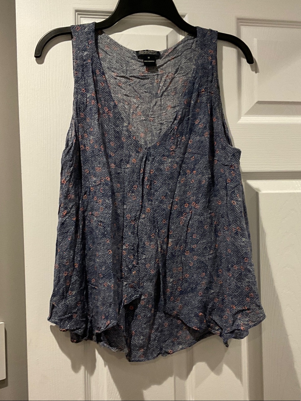 Lucky Brand navy blue tank with pink floral print